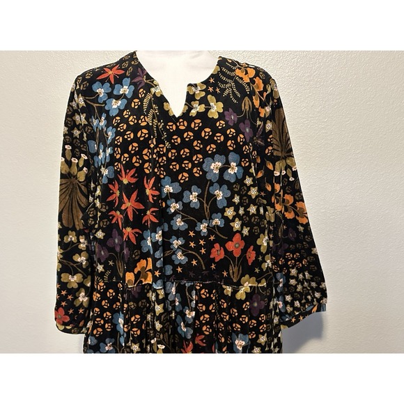 Gudrun Sjoden Dress Katla Black Floral Velour Maxi Midi Dress Size XXL - Picture 6 of 14